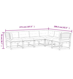 Salon de jardin 6 pcs avec coussins bois de pin imprégné
