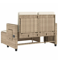 Banc inclinable de jardin avec coussins beige résine tressée