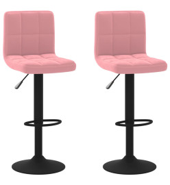 Tabourets de bar lot de 2 rose velours