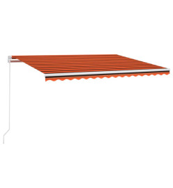 Auvent manuel rétractable avec LED 400x300 cm Orange et marron