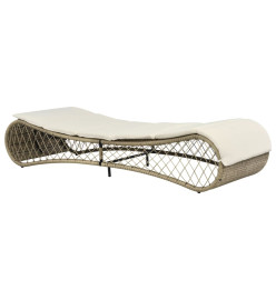 Chaise longue avec coussin Résine tressée Gris