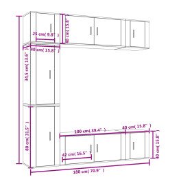 Ensemble de meubles TV 7 pcs Blanc brillant Bois d'ingénierie