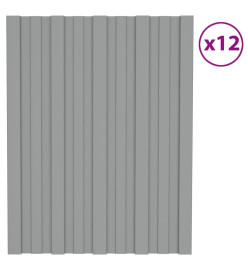 Panneaux de toiture 12 pcs Acier galvanisé Gris 60x45 cm