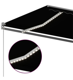 Auvent automatique et capteur de vent/LED 500x300 cm Anthracite