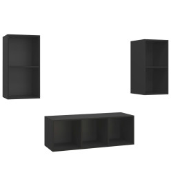 Ensemble de meuble TV 3 pcs Noir Aggloméré