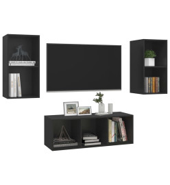 Ensemble de meuble TV 3 pcs Noir Aggloméré