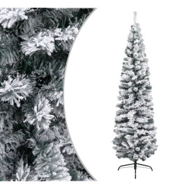 Sapin de Noël artificiel mince flocon de neige vert 240 cm PVC