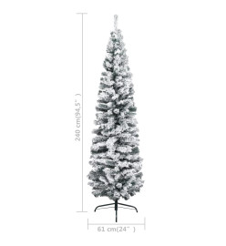 Sapin de Noël artificiel mince flocon de neige vert 240 cm PVC