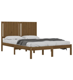 Cadre de lit Marron miel Bois de pin massif 140x190 cm