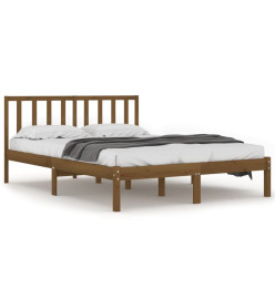 Cadre de lit Marron miel Bois de pin massif 140x190 cm