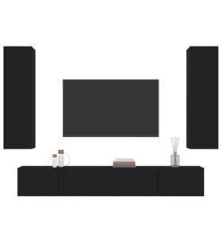 Ensemble de meubles TV 4 pcs Noir Bois d'ingénierie