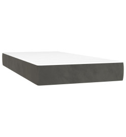 Sommier tapissier matelas et LED Gris foncé 100x200 cm Velours