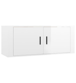 Meuble TV mural Blanc brillant 100x34,5x40 cm