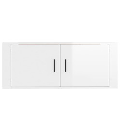 Meuble TV mural Blanc brillant 100x34,5x40 cm