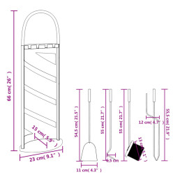 Set d’outils de cheminée 5 pcs 23x15x66 cm acier