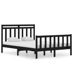 Cadre de lit Noir Bois massif 135x190 cm Double