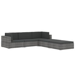 Chaise d'angle 1 pc et coussins Résine tressée Noir