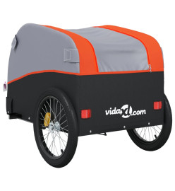 Remorque de vélo noir et orange 30 kg fer