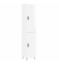 Buffet haut Blanc brillant 34,5x34x180 cm Bois d'ingénierie