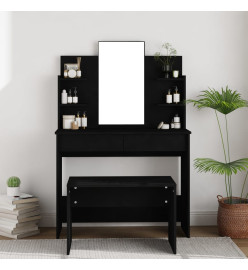 Coiffeuse avec miroir noir 96x40x142 cm