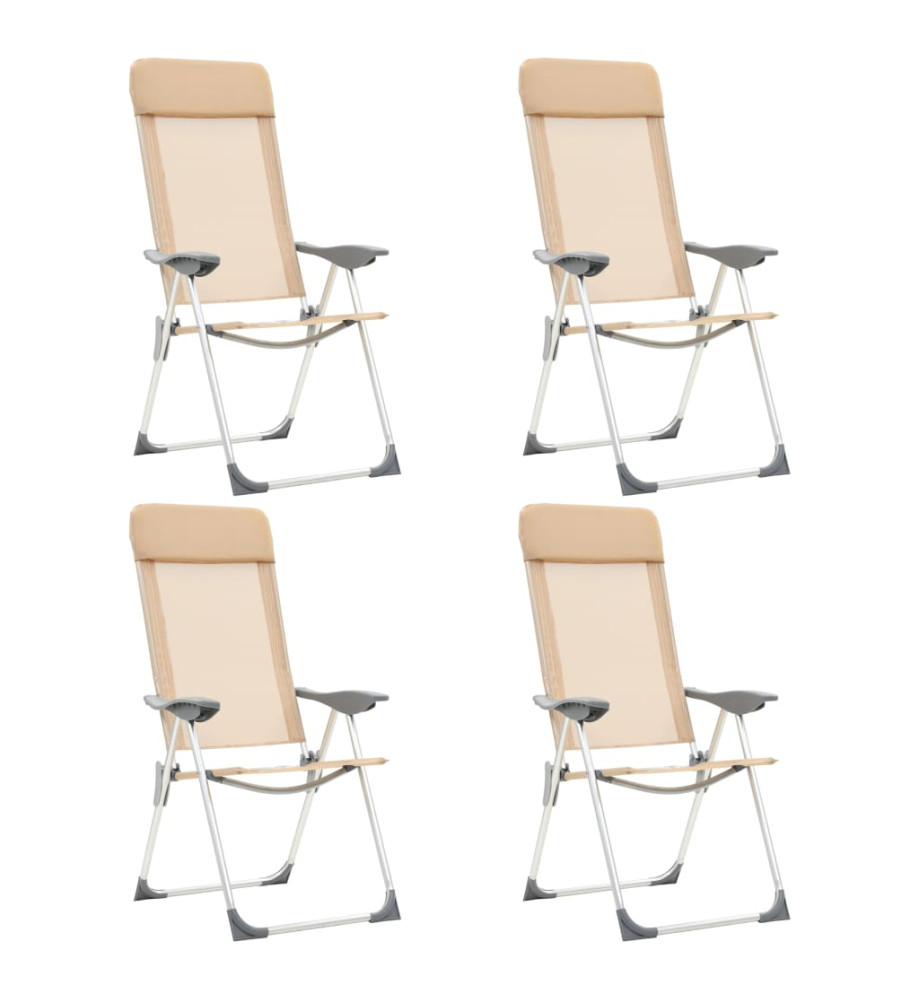 Chaises de camping pliables 4 pcs Crème Aluminium