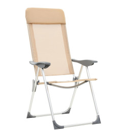 Chaises de camping pliables 4 pcs Crème Aluminium