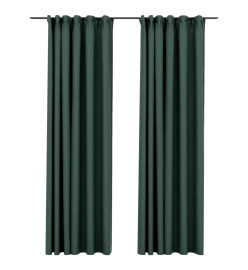 Rideaux occultants aspect lin avec crochets 2pcs Vert 140x245cm