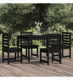 Ensemble à dîner de jardin 5 pcs noir bois massif de pin