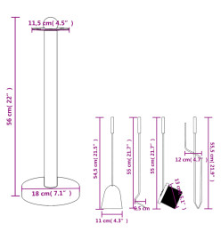 Set d’outils de cheminée 5 pcs 18x56 cm acier