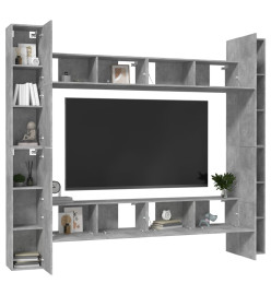 Ensemble de meubles TV 8 pcs Gris béton Aggloméré