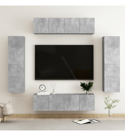 Ensemble de meubles TV 6 pcs Gris béton Aggloméré