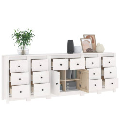 Buffet Blanc 230x35x80 cm Bois massif de pin