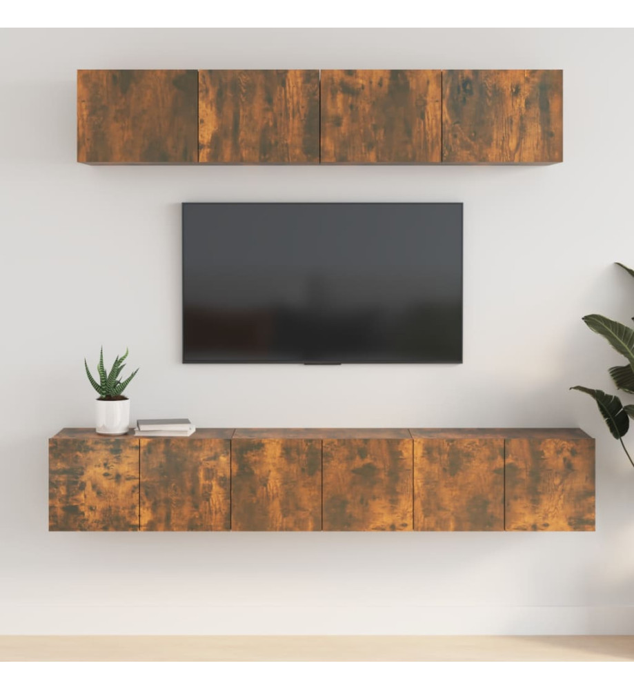 Ensemble de meubles TV 5 pcs Chêne fumé Bois d'ingénierie