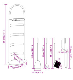 Set d’outils de cheminée 5 pcs 23x15x66 cm acier