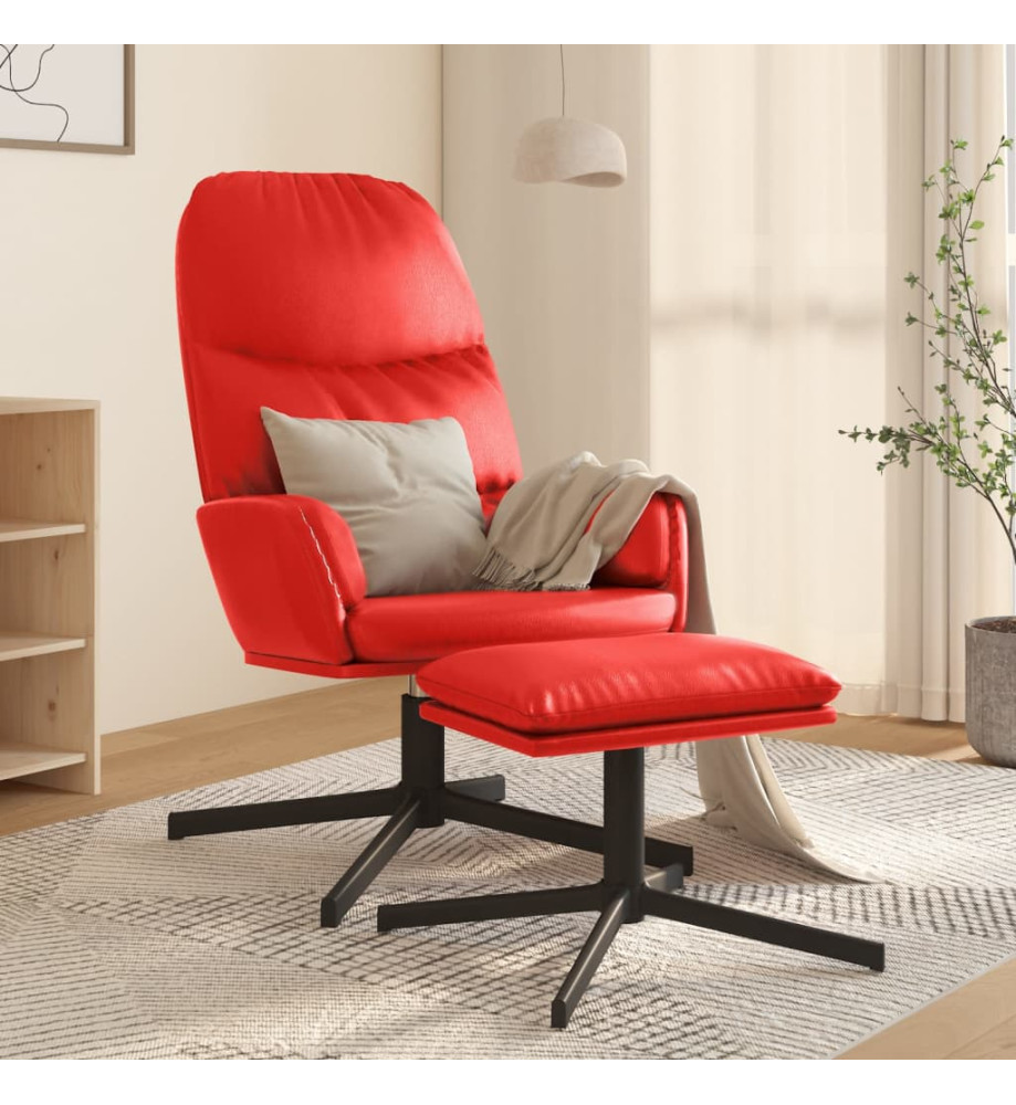 Chaise de relaxation avec tabouret Rouge Similicuir