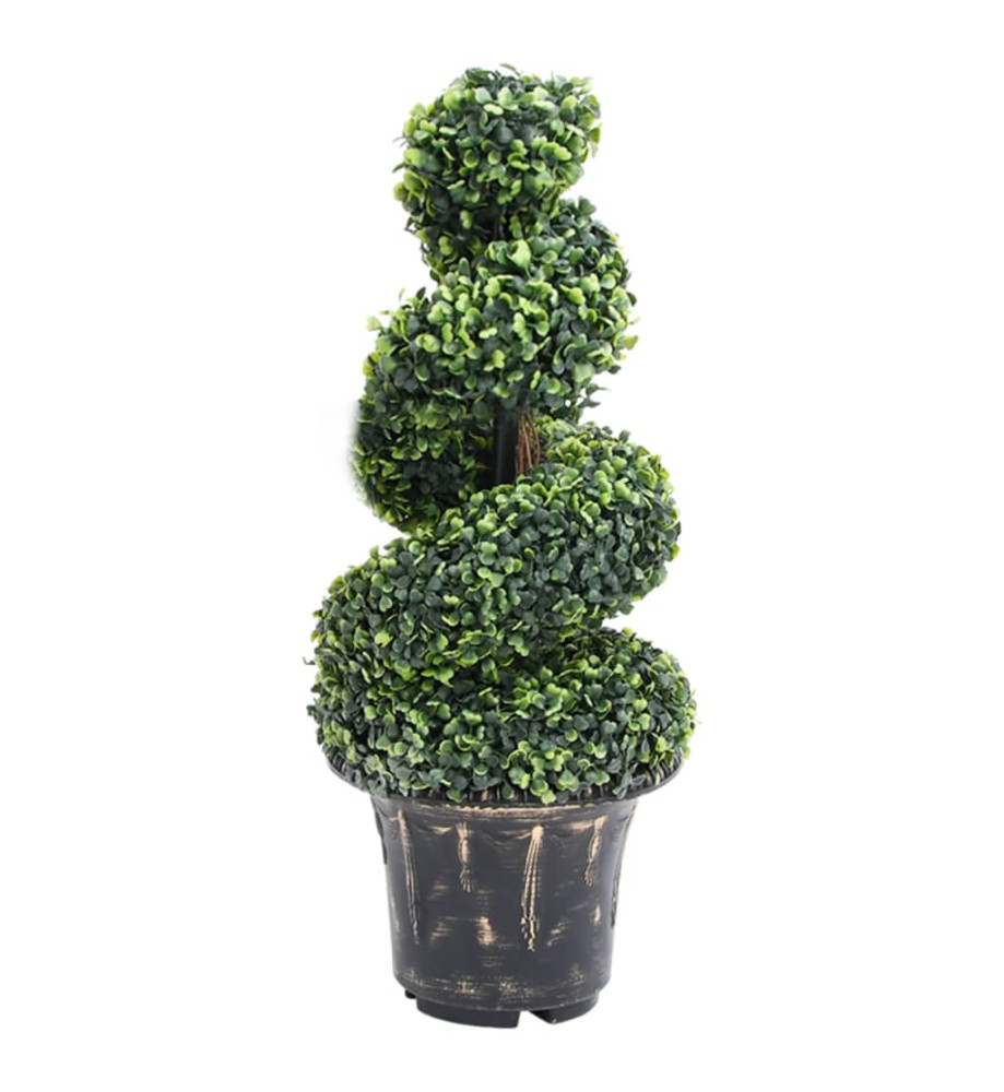 Plante de buis artificiel en spirale avec pot Vert 89 cm