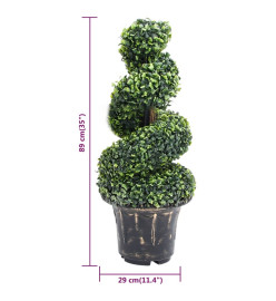 Plante de buis artificiel en spirale avec pot Vert 89 cm