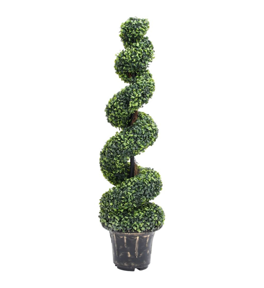 Plante de buis artificiel en spirale avec pot Vert 117 cm