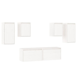 Meubles TV 6 pcs Blanc Bois massif de pin