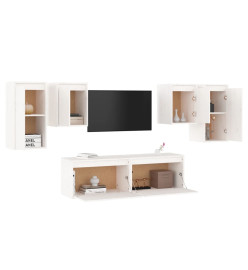 Meubles TV 6 pcs Blanc Bois massif de pin