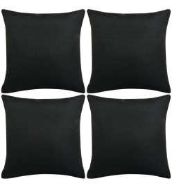 Housses de coussin 4 pcs Aspect de lin Noir 40x40 cm