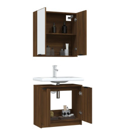 Ensemble d'armoires de salle de bain 2 pcs chêne marron