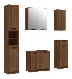 Meubles de salle de bain 5 pcs Marron Bois d'ingénierie