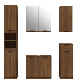 Meubles de salle de bain 5 pcs Marron Bois d'ingénierie