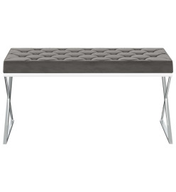 Banc 97 cm Gris Velours et acier inoxydable