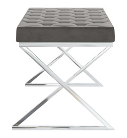 Banc 97 cm Gris Velours et acier inoxydable