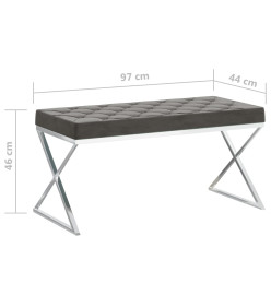 Banc 97 cm Gris Velours et acier inoxydable