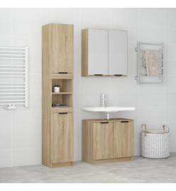 Ensemble d'armoires de salle de bain 3 pcs chêne sonoma