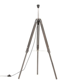 Lampadaire à trépied Gris et blanc Bois de teck massif 141 cm