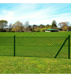 Clôture à mailles losangées et poteaux acier 1,5x25 m